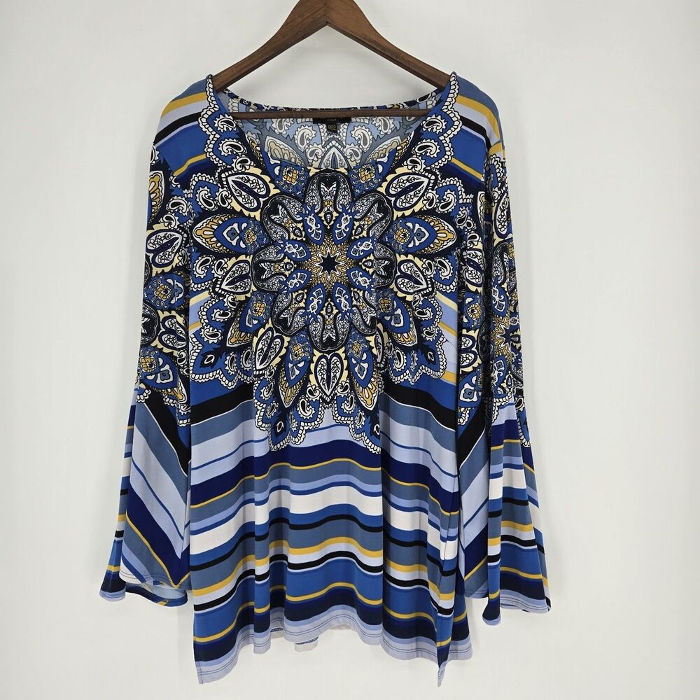 Melissa Paige Vibrant Boho paisley Blouse 2X